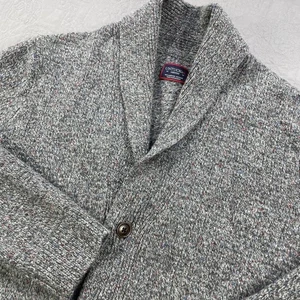 UNTUCKit Maglione Uomo Grigio Medio Emerico Donegal Scialle Collo Cardigan Lana di Agnello - Foto 1 di 8