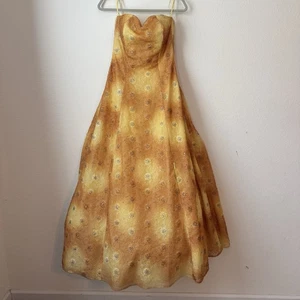 Vintage Rare 90s Exclusive Putros Couture Ball Gown 8 Gold Yellow Sequins Tulle - Bild 1 von 12