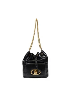 Liu Jo Bucket Bag Leather Chain Strap Women Black Handbags - Picture 1 of 5