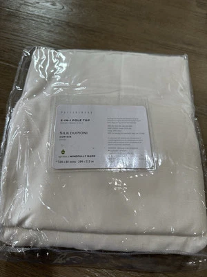 1 Pottery Barn silk dupioni drape panel 104x84  ivory 9144924 - Image 1 of 2