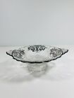 Vintage  Glass Silver City or Cambridge Glass Dish w/ Silver color overlay etch