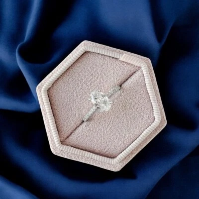 Engagement Ring Lab Created Diamond 1.30 Ct Oval Cut IGI 14k White Gold - Image 1 of 4
