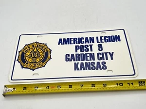 Vintage Plastic American Legion Post 9 Garden City, Kansas Booster License Plate - Picture 1 of 4
