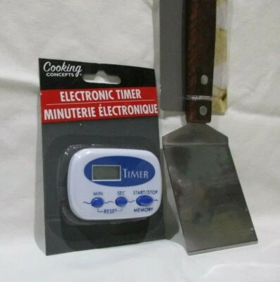 Electronic Kitchen Timer + Stainless Steel Spatula 2 Pc Set Cooking Concepts NIP - Image 1 of 4