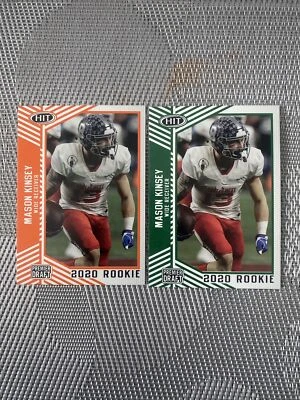 2020 SAGE HIT MASON KINSEY ORANGE & BASE PREMIER DRAFT 2 ROOKIE CARD LOT PATRIOT - Image 1 of 4
