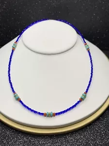 Royal Blue Spinel Necklace,Extra Fine,Turquoise Carnelian Spacer Beads,gemstone - Picture 1 of 5