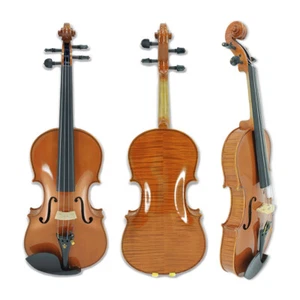 Nuevo 4/4 Tamaño Completo Violín Acústico Llama Arce Ébano Accesorios Incrustación de Flores - Imagen 1 de 9