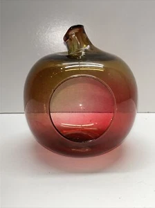 Vintage Art Glass APPLE Red Amberina Terrarium Hanging - Picture 1 of 5