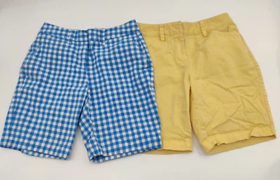Juego de 2 Pantalones Cortos Lands' End Talla 2P Tiro Medio Cuadros Guinga S Azul Blanco/Amarillo Foto 1 de 4