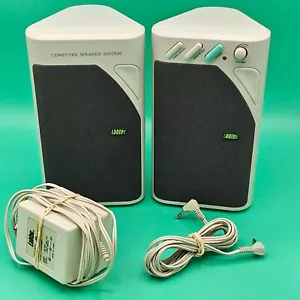Labtec Computer Amplified Speakers LCS-800 Vintage Beige 1990s TESTED Working - Picture 1 of 5