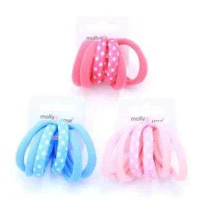 Molley & Rose Hair Elastic Card of 6 Assorted Colours Jersey Elastics (8441) - Picture 1 of 4