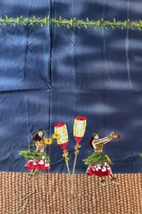 Trans-Pacific Textiles Ltd. Blue Fabric with Hawaiian Hula Theme - Picture 1 of 3
