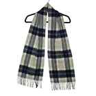 Ballantrae Scotland 100% Lambswool Wool Scarf Plaid Blue Gray Fringe 9.5" X 61" 
