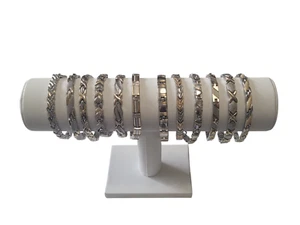 Bracciale a maglie magnetiche placcato argento e oro - Bracciale magnetico bicolore - Foto 1 di 25