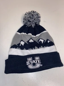 Utah State University Kaysville Pom Beanie Adult One Size Blue Knit Ski - Picture 1 of 2