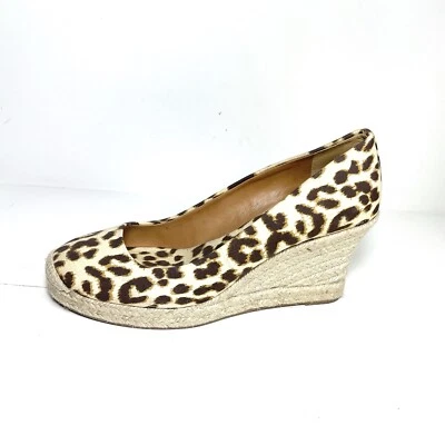 J.Crew Shoes Women's 9 Brown Seville Espadrille Wedge Leopard Canvas MINT - Image 1 of 4