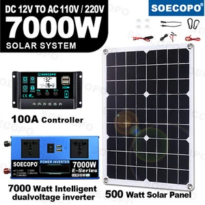 7000W 100A 110V Solar Panel Kit Complete Solar Power Generator Home Grid Syste - Picture 1 of 17