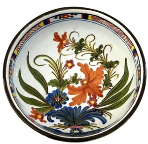 ITALY Vintage Handmade Bowl Florals signed 6" diameter Mint Condition - Picture 1 of 6