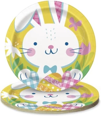 Easter Party Plates Childs Easter Bunny Paper Party Tableware 23cm Plates x 8 - Image 1 of 3
