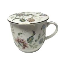 Andrea by Sadek Flowered Mug With Lid Buckingham Porcelain Cup Infuser Coaster