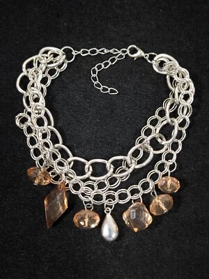 Coastal Southwestern Beige Acrylic Charm Triple Chain Bracelet 10.5 in - Image 1 of 4