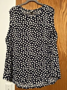 Camiseta sin mangas LuLaRoe talla 3xL azul con lunares blancos - Imagen 1 de 3