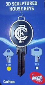 Carlton Blues AFL Licensed 3D sculptured House Key LW4 Blank Cut FOOTBALL - Picture 1 of 1