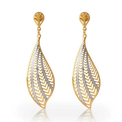 Pendientes colgantes rellenos de oro amarillo de 14K con esmalte de plata, joyería de moda Foto 1 de 4