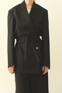 Oversize Blazer ACNE STUDIOS Kimono Gürtel Wickeljacke FN-WN-SUIT000057 | 32/34 - Bild 1 von 12