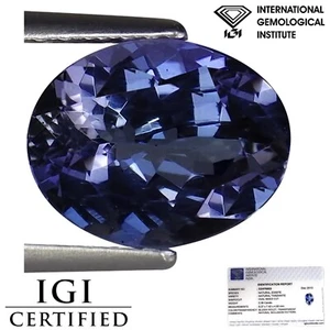 2,36 quilates piedra preciosa natural tanzanita tanzanita corte ovalado violeta azulado violeta certificado IGI AA - Imagen 1 de 2