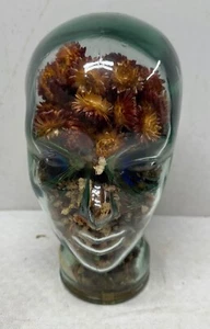 Ancienne marotte en verre tête à chapeau année 70 - Imagen 1 de 6