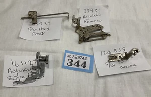 4 VINTAGE SINGER SEWING MACHINE ACCESSORIES AD ZIPPER HEMMER QUILTING FOOT 35931 - Picture 1 of 12