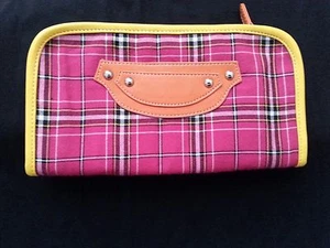 PINK CHURCH Travel Wallet Pink Plaid - Picture 1 of 4