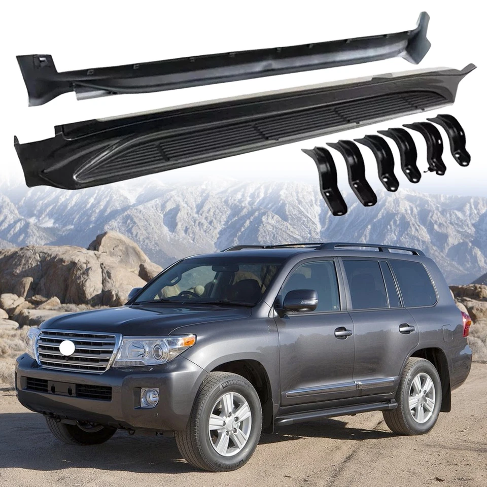 Barras Nerf de pedal peldaños laterales negras para Lexus LX570 J200 2008-2021 Foto 1 de 4