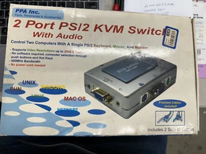 PPA Inc. Vintage 2 port ps/2 kwm switch with audio New - Picture 1 of 2