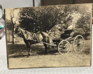 Vintage Foto FOTOGRAFIE ein SCHÖNES PFERD ZIEHT EINE AUSGEFALLENE VIKTORIANISCHE KUTSCHE - Bild 1 von 5