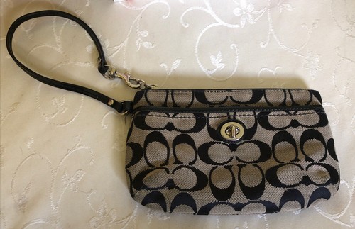Coach Signature C nero e beige piccolo portafoglio pochette pochette borsetta borsetta