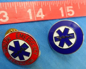 EMT Emergency Medical Technician Lapel Pin Lot of 2 Different 1" Metal Enamel - Picture 1 of 4