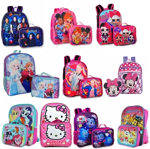 Little Girls School Backpack Lunch box Set Large Book Bag Kids Children Toddler - Picture 1 of 84