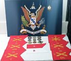 1 Military Flag , 7 Guidons & 9 Challenge Coins Lot ( Red Description )