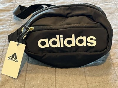 Adidas Riñonera Negra/Blanca/Dorada Núcleo Metálico Cintura Herrajes Dorados NUEVA CON ETIQUETAS RARA Foto 1 de 3