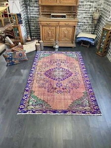 Large Turkish Rug / Purple Vintage Rug / Turkey Area Rug / 5.2x8.2 Ft / Large Ou - Picture 1 of 5