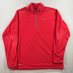 Nike Therma Fit Quarter Zip Pullover Jacket Mens XL Red Pullover Fleece Sweatshi - Picture 1 of 10