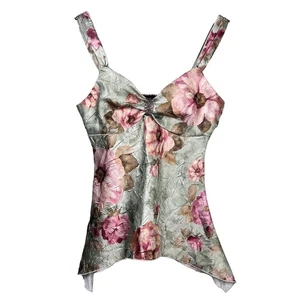 Vintage Y2K Fairycore Floral Sleeveless Fairy Coquette Crinkle 90's Top Medium - Picture 1 of 9