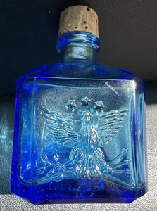 Danial Webster's Recorder Ink Blue Glass Ink Bottle Eagle Waterman Vintage - Picture 1 of 5