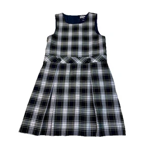 Lands End Jóvenes Niñas 12 Uniforme Escolar Cuadros Jersey Vestido Falda Azul Verde - Imagen 1 de 9