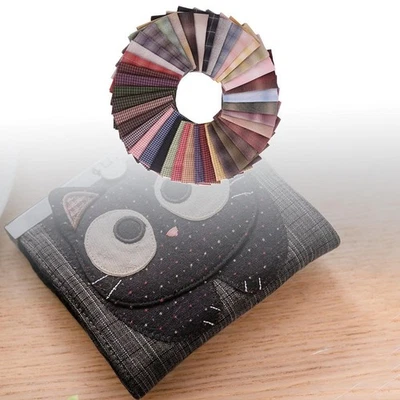 50 Pieces Cotton Plaid Fabric Square Sheets Colorful Precut Bundle for Quilting - Image 1 of 4