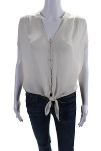 Joie Women's V-Neck Sleeveless Silk Tie Front Blouse Cream Size XS - Picture 1 of 5