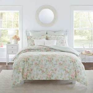 7Pcs Blue Floral Cotton Reversible Designed Full/queen Breathable Comforter Set - Picture 1 of 4