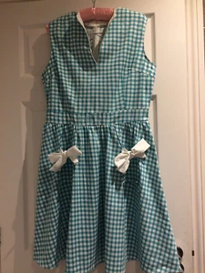 1950's Retro Style GINGHAM Feminine Green & White Dress With Pretty Bow Pockets - Picture 1 of 6